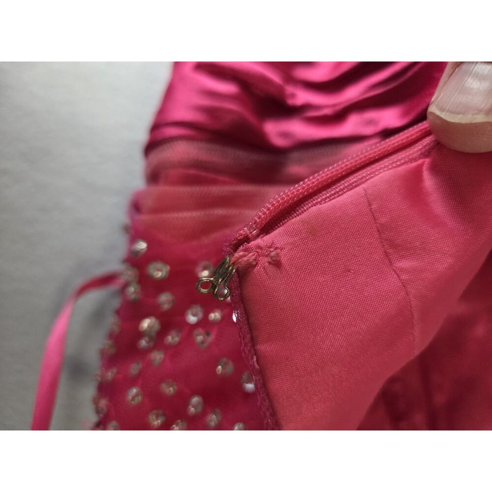 Fiesta Pink Women’s beaded Sequin Dress Size XS Short Strapless Tulle Prom Party - Picture 8 of 11